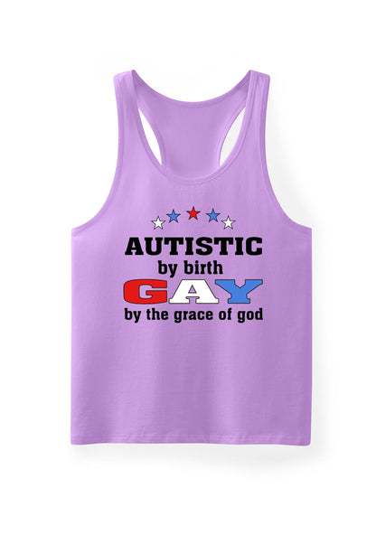 Autistic By Birth Gay Pride Y2K Men Racerback Tank Top Cherrykitten