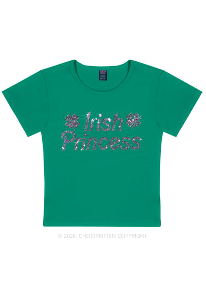Rhinestone Irish Princess St Patricks Y2K Baby Tee Cherrykitten