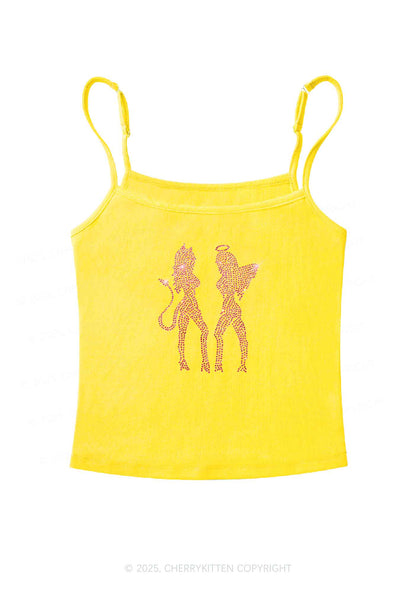 Rhinestone Dancing Girls Y2K Spaghetti Strap Cami Cherrykitten