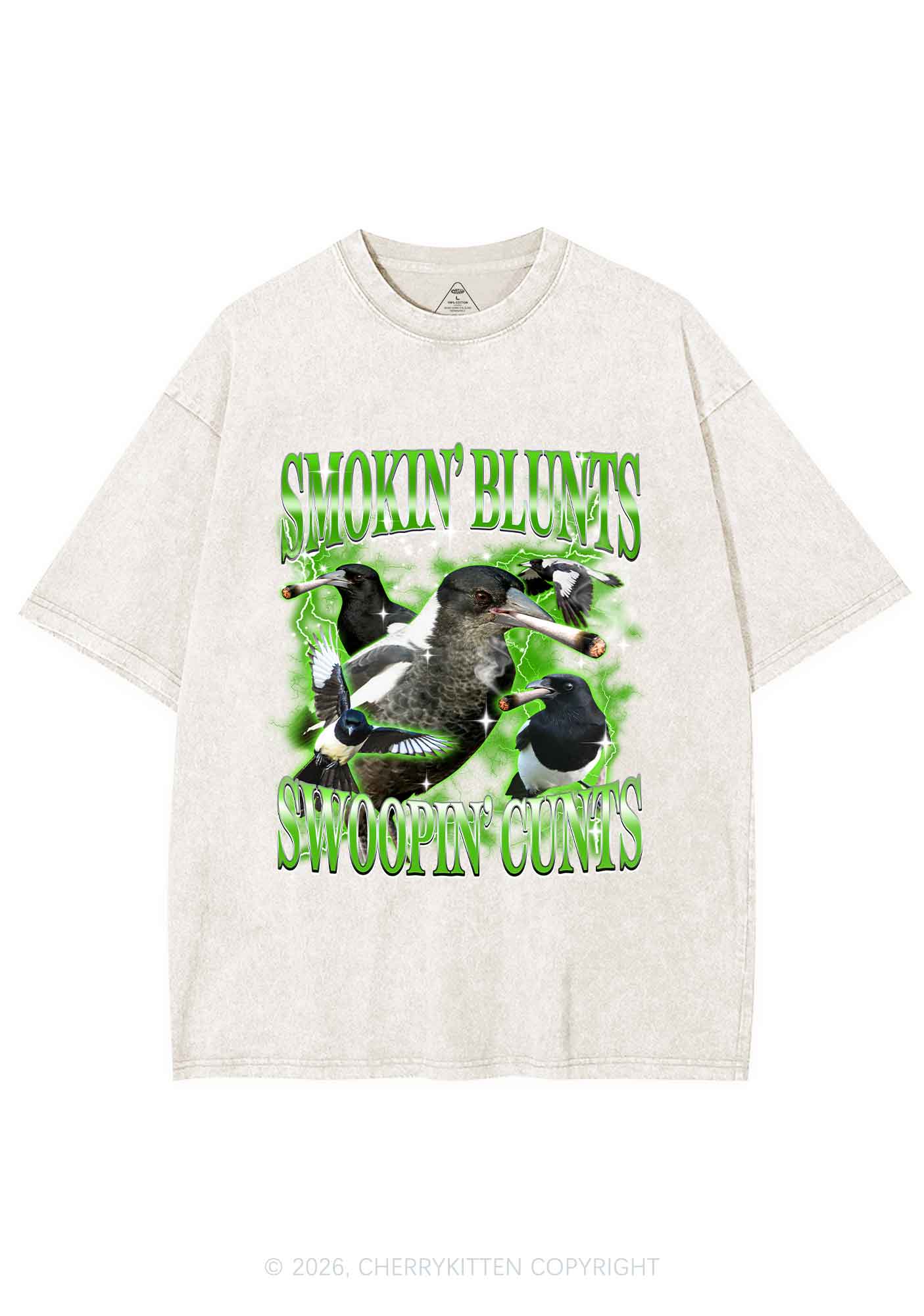 Smokin Blunts Swoopin Cxxts Y2K Shirts Washed Tee Cherrykitten