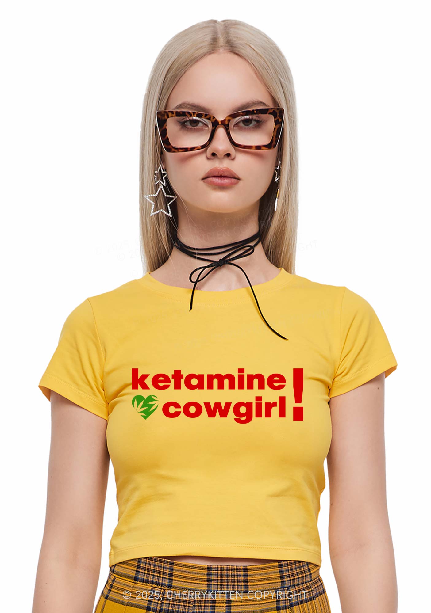 K Cowgirl Y2K Baby Tee Cherrykitten