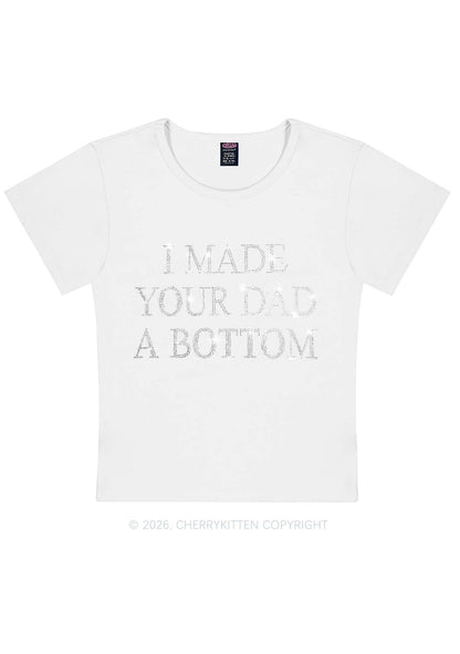 Rhinestone Made Your Dad A Bottom Pride Y2K Baby Tee Cherrykitten