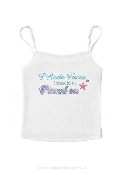 Rhinestone I Rode Faces Y2K Spaghetti Strap Cami Cherrykitten