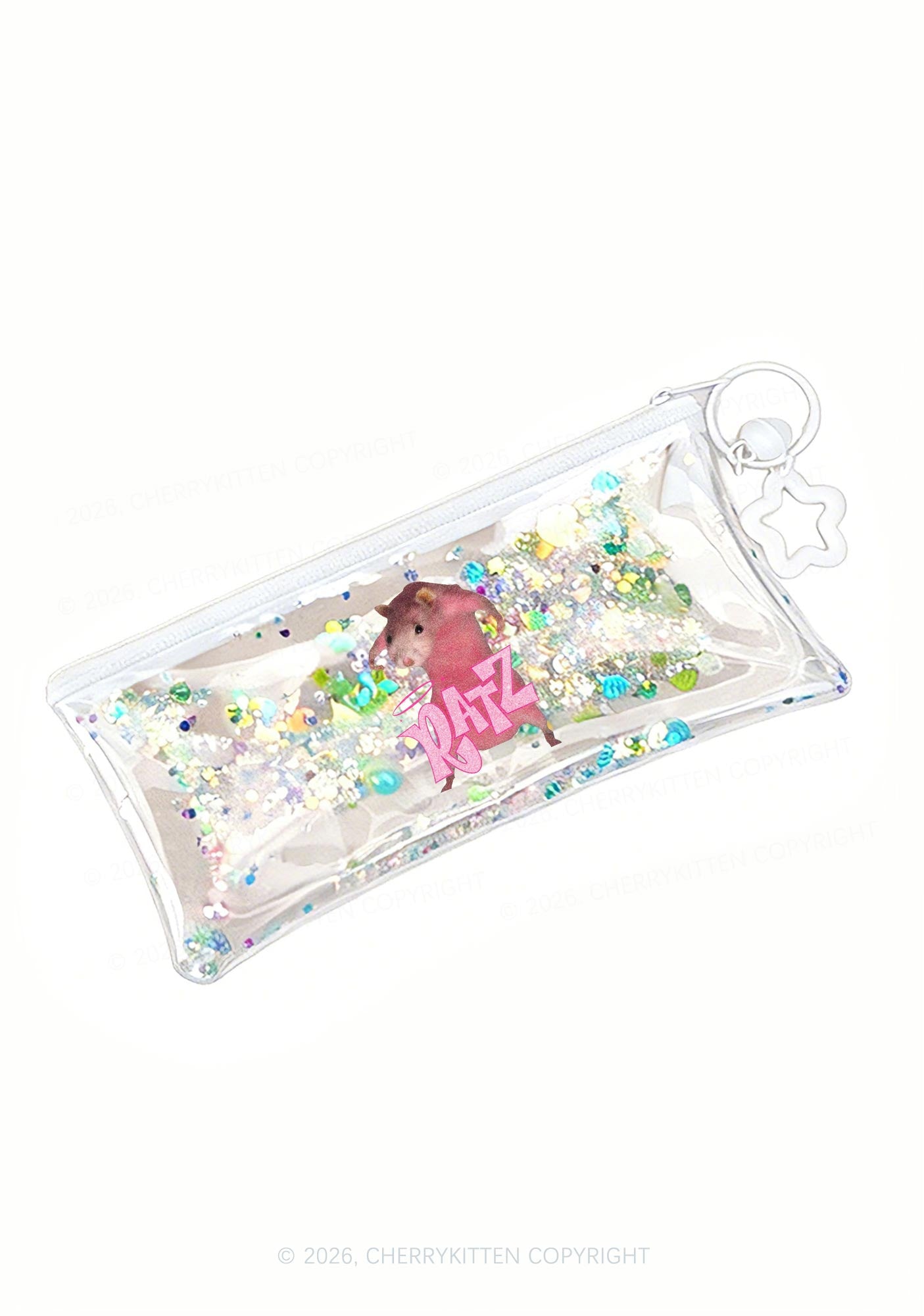 Pink Ratz Y2K Quicksand Transparent Pencil Pouch Cherrykitten