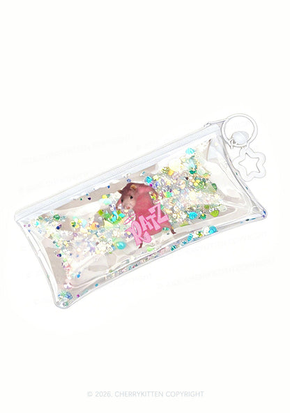 Pink Ratz Y2K Quicksand Transparent Pencil Pouch Cherrykitten