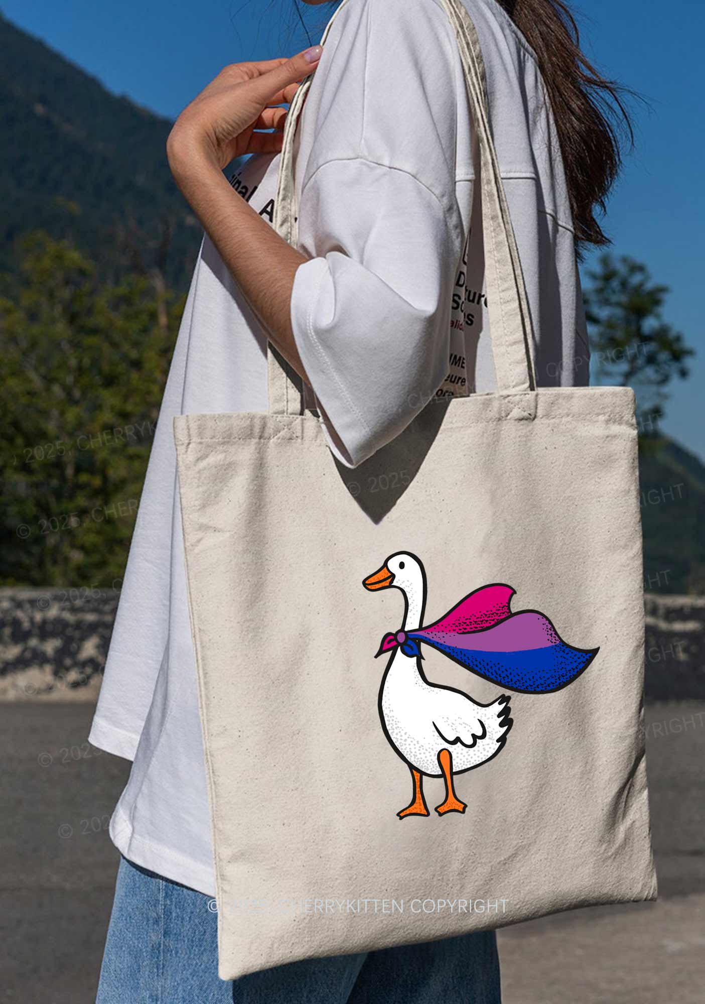 Bisexual Goose Pride Y2K Canvas Tote Bag Cherrykitten