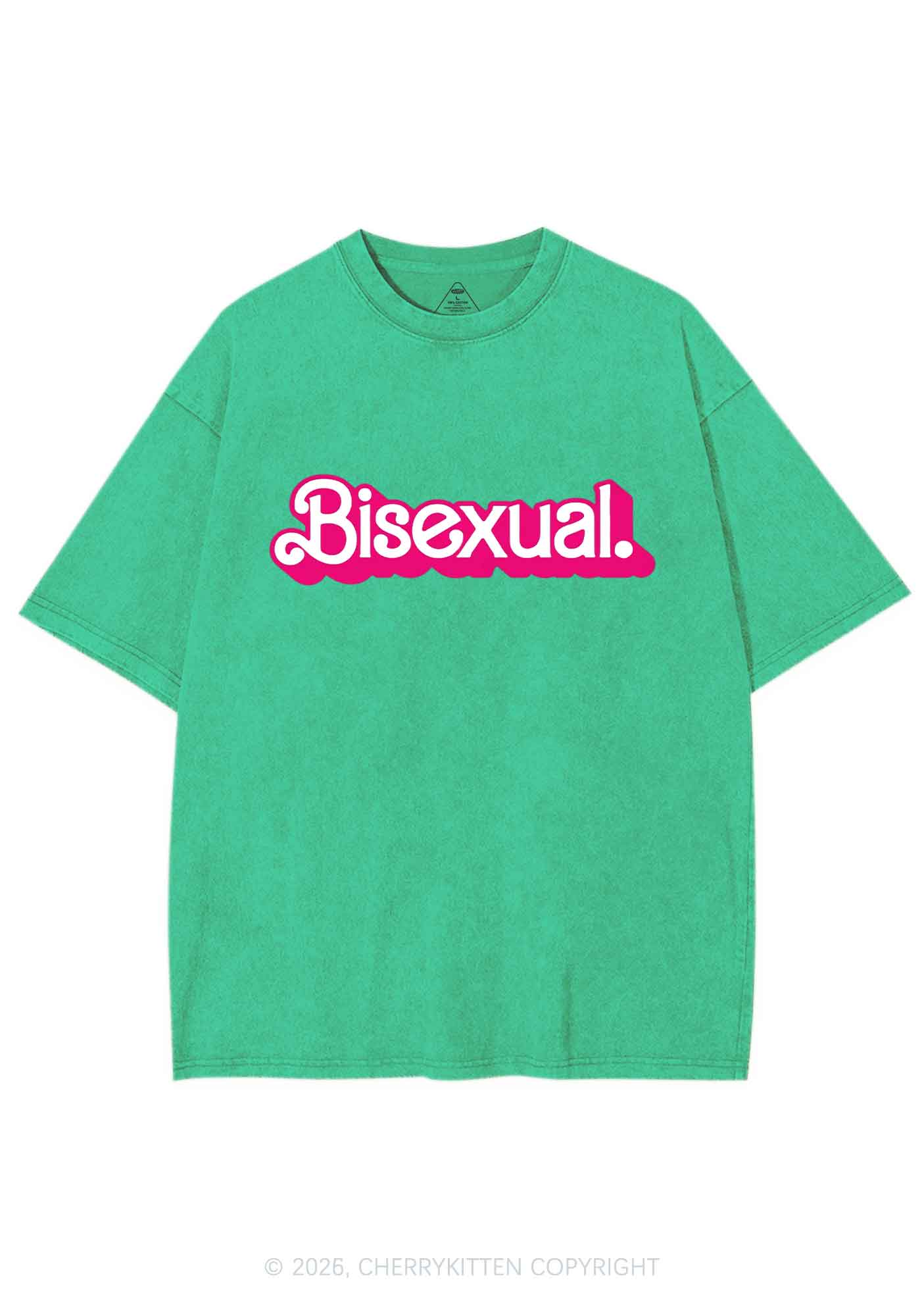 Pink Bisexual Pride Y2K Shirts Washed Tee Cherrykitten