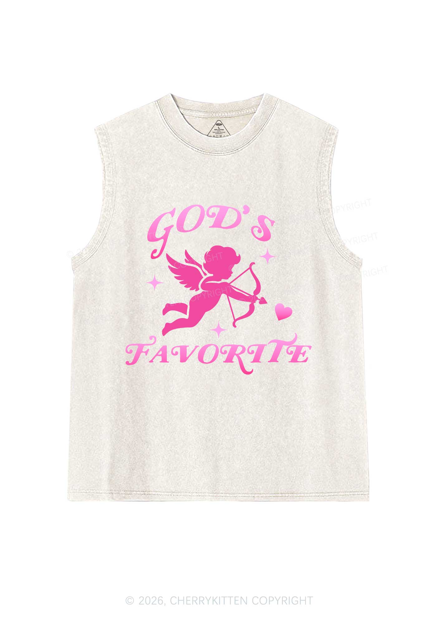 Gods Favorite Cupid Valentine's Day Y2K Washed Muscle Tank Cherrykitten