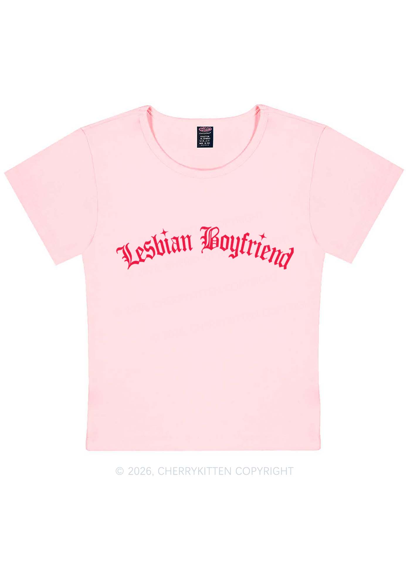 Lesbian Boyfriend Pride Y2K Baby Tee Cherrykitten