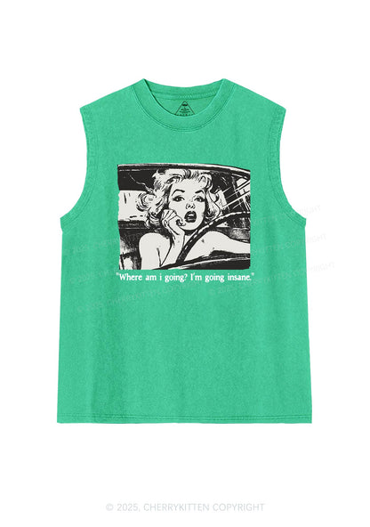 Woman Going Insane Y2K Washed Muscle Tank Cherrykitten