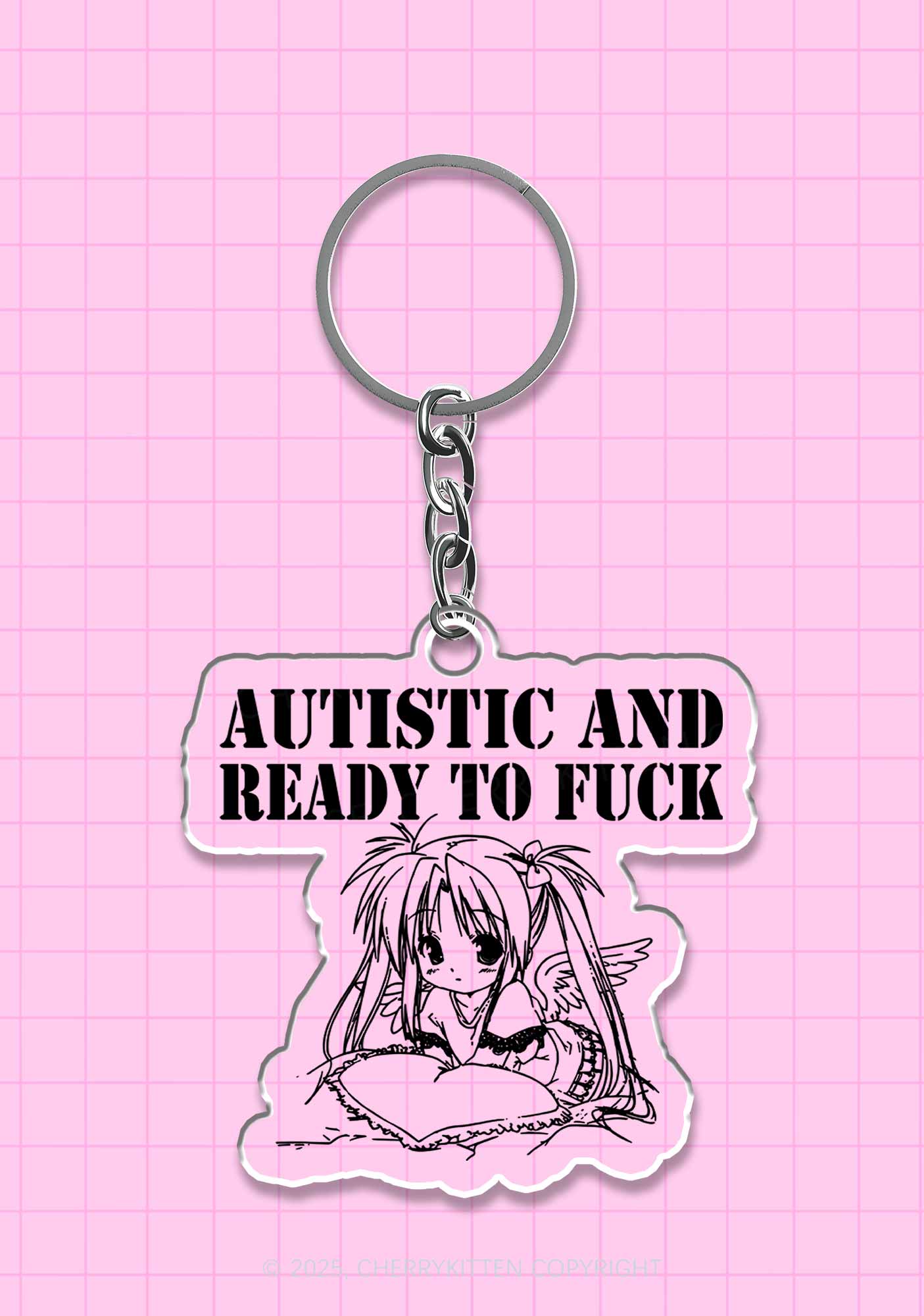 Autistic Ready To Fxxk 1Pc Y2K Keychain Cherrykitten