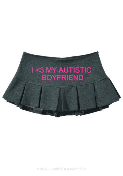 I Love My Autistic BF Valentine's Day Y2K Mini Pleated Skirts Cherrykitten