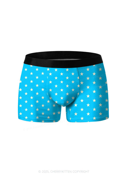 Blue Star Y2K Print Men Boxer Briefs Cherrykitten