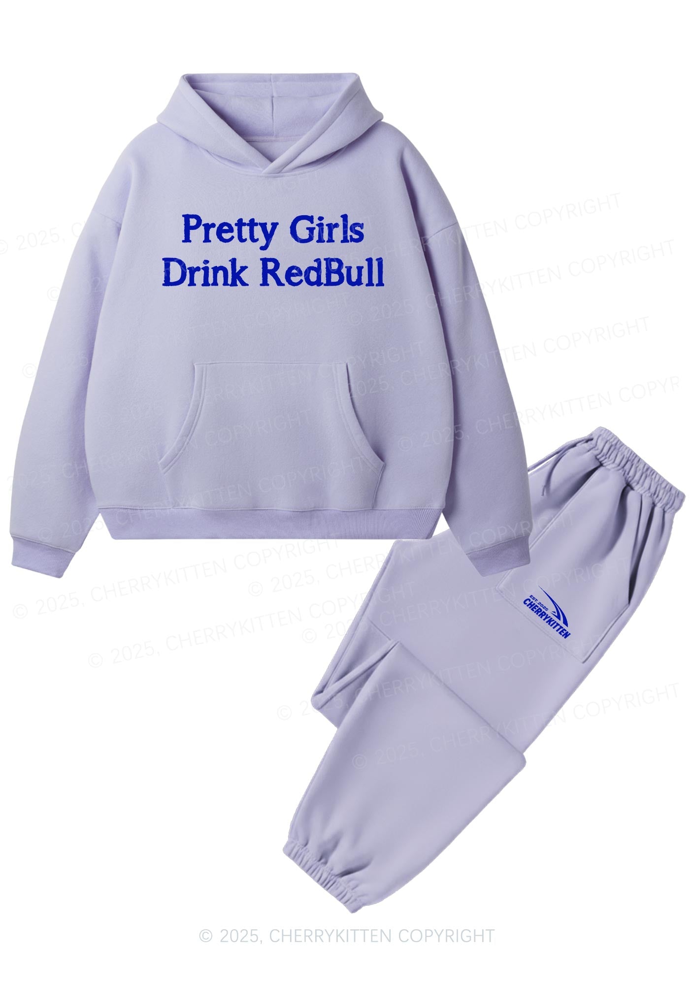 Pretty Girls Drink Red Y2K Fleece Hoodie Set Cherrykitten