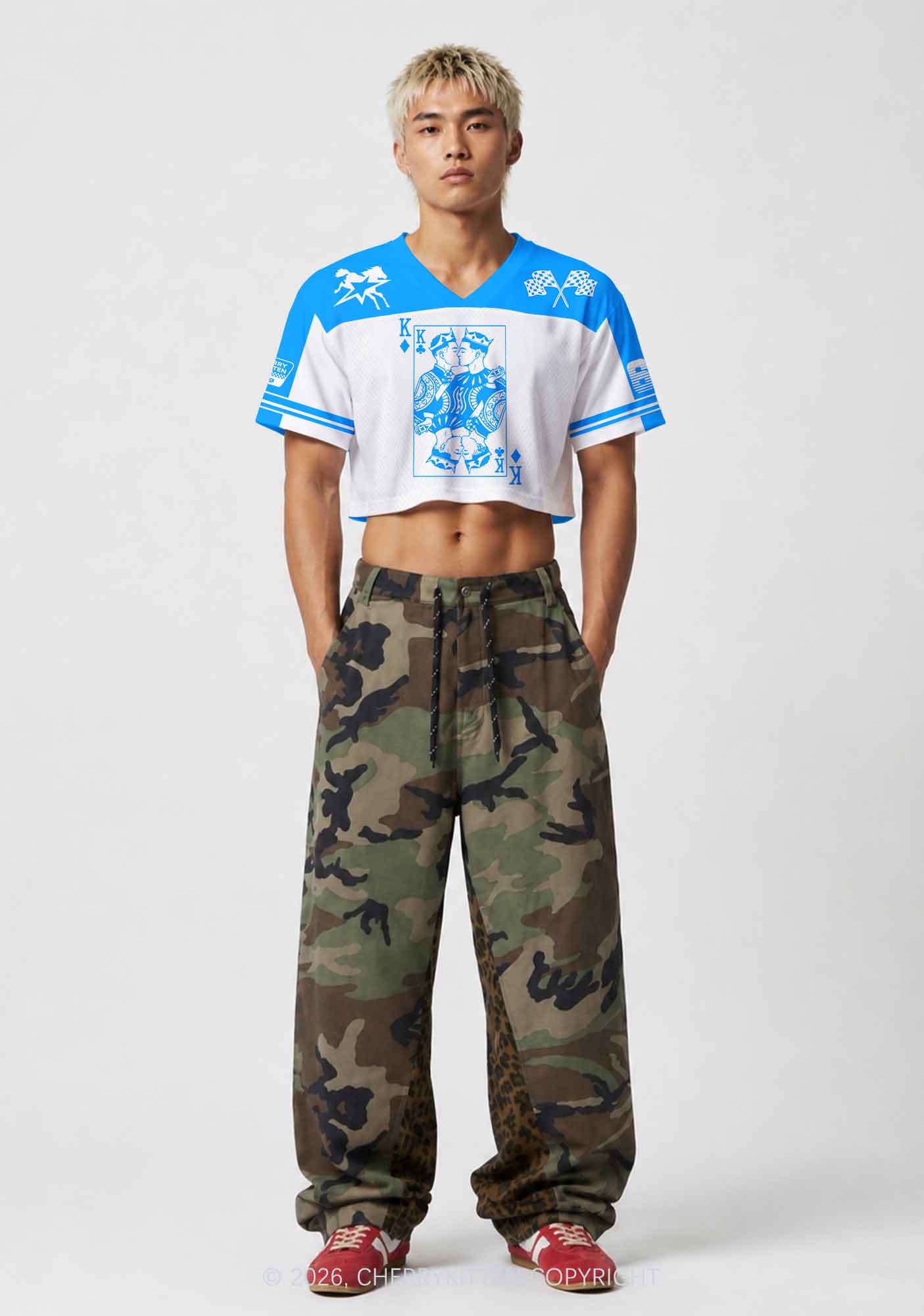 Blue Gay King Pride Y2K Crop Sport Jersey Shirts Cherrykitten