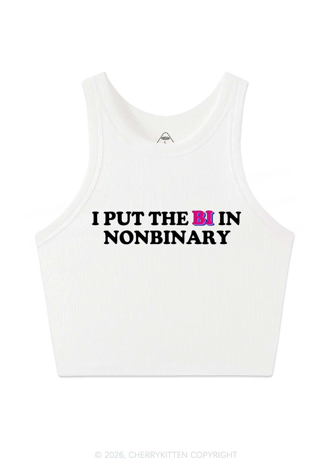 I Put The Bi In Nonbinary Pride Y2K Crop Tank Top Cherrykitten