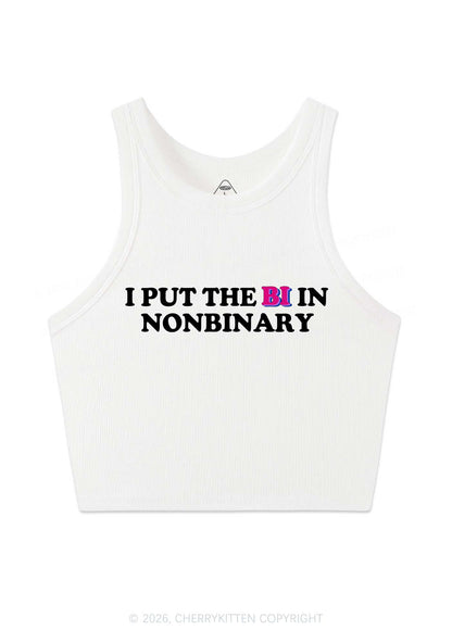 I Put The Bi In Nonbinary Pride Y2K Crop Tank Top Cherrykitten