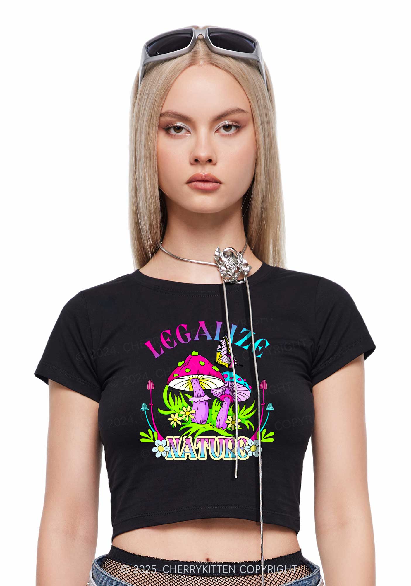 Legalize Nature Shrooms Y2K Baby Tee Cherrykitten