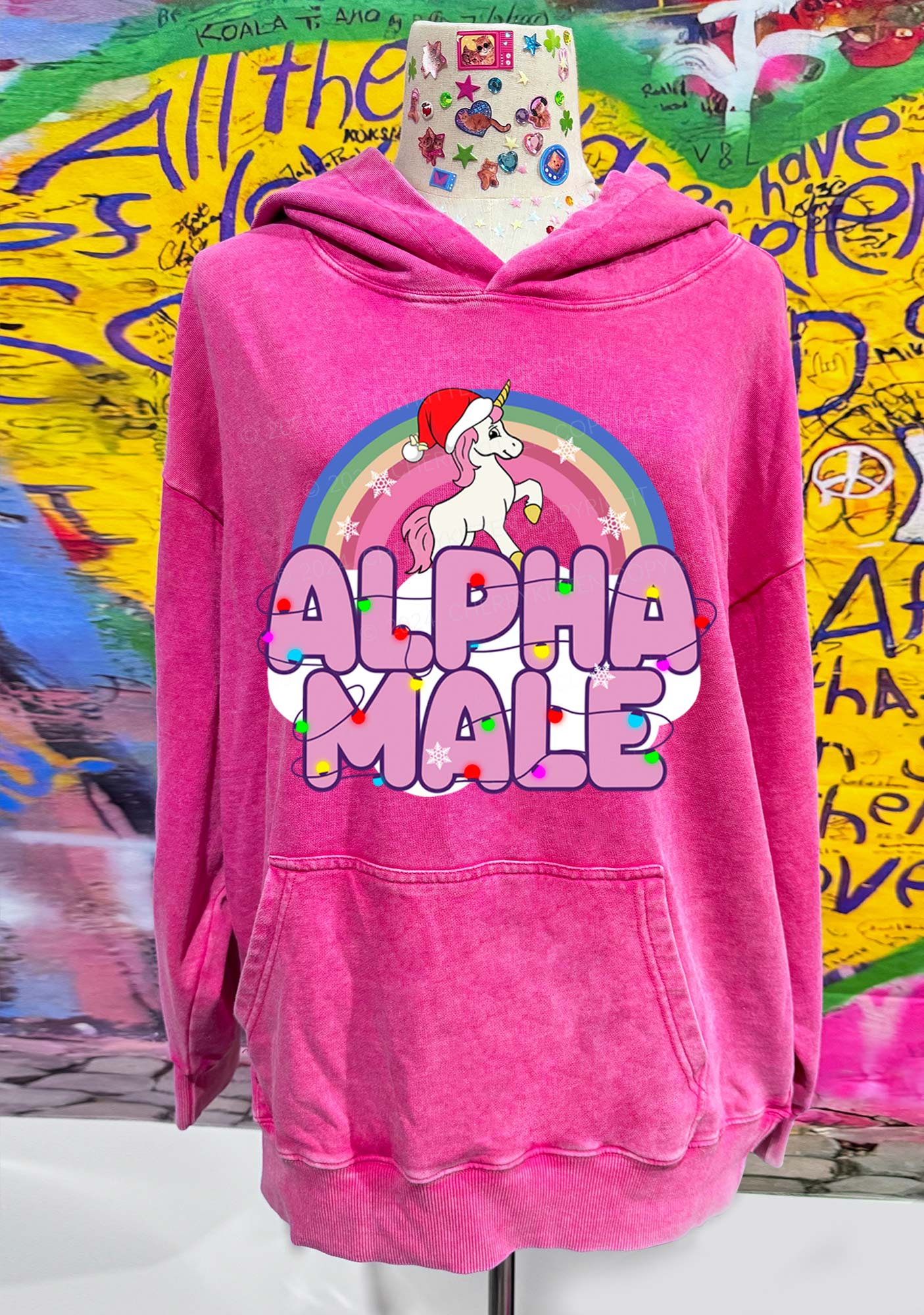Christmas Alpha Male Y2K Washed Hoodie Cherrykitten