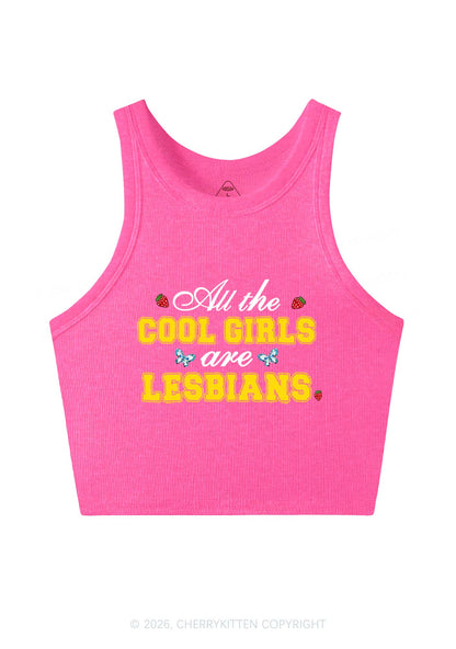 Cool Girls Are Lesbians Pride Y2K Crop Tank Top Cherrykitten