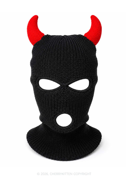 Halloween Devil Horn Y2K Knitted Balaclava Cherrykitten