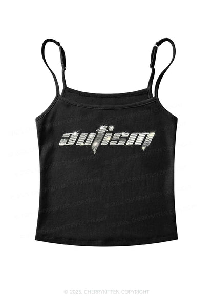 Rhinestone Autism Y2K Spaghetti Strap Cami Cherrykitten