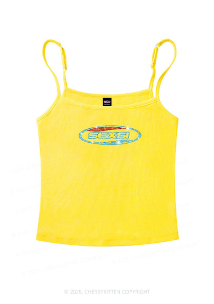 Rhinestone Sexsi Slogan Y2K Spaghetti Strap Cami Cherrykitten