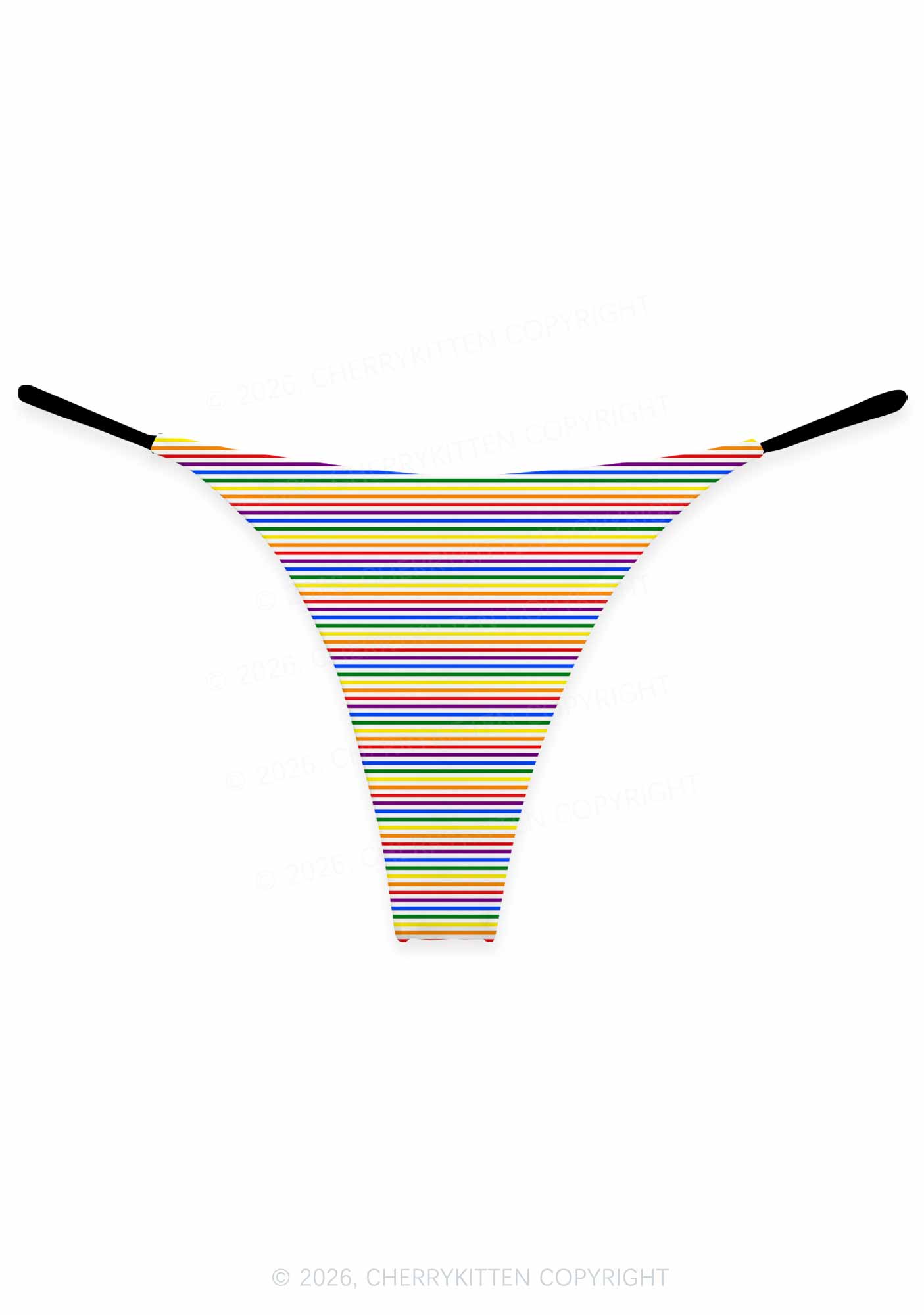 Rainbow Stripes Pride Y2K Print Bikini String Thong Cherrykitten