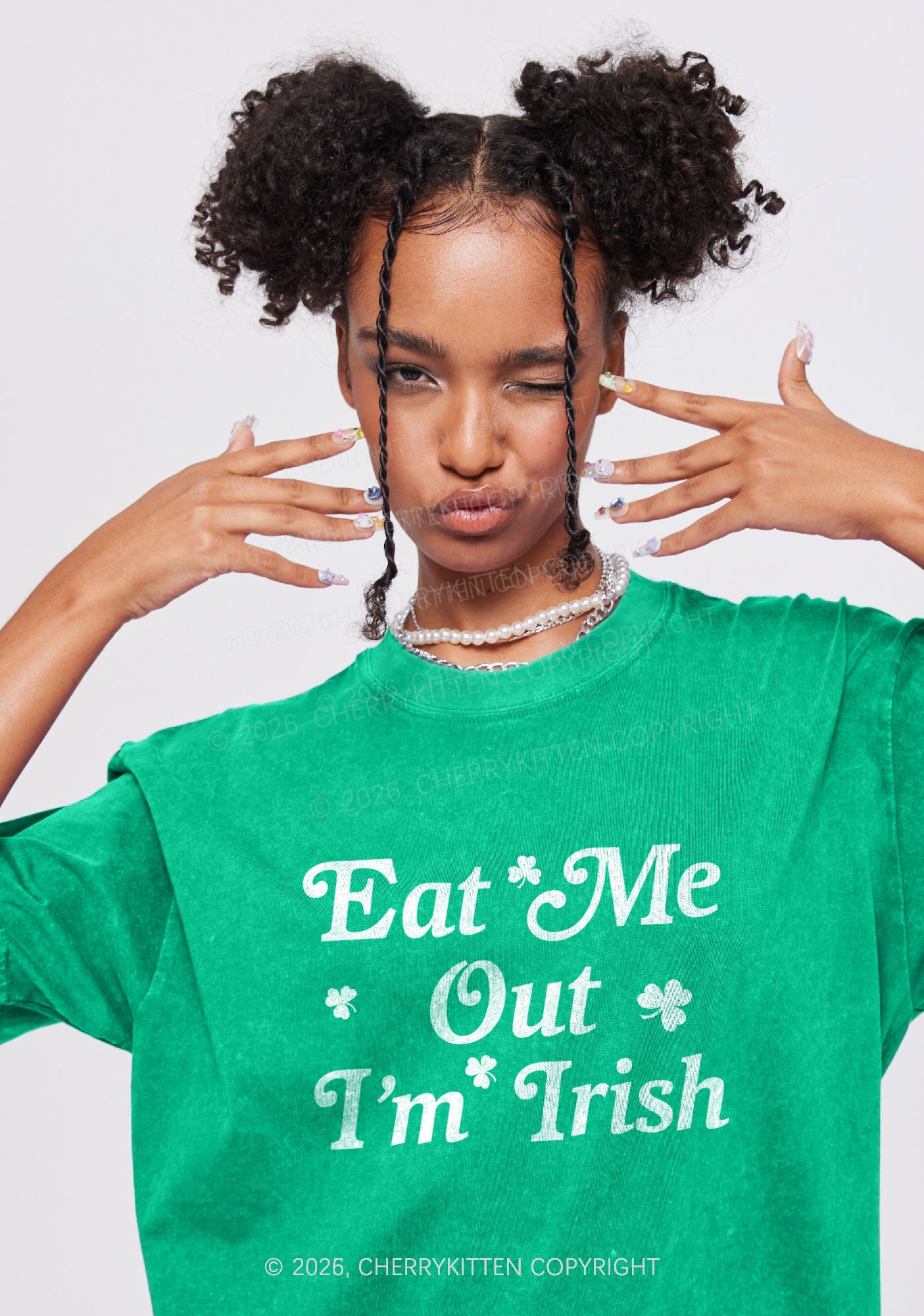 Eat Me Out Im Irish St Patricks Y2K Shirts Washed Tee Cherrykitten