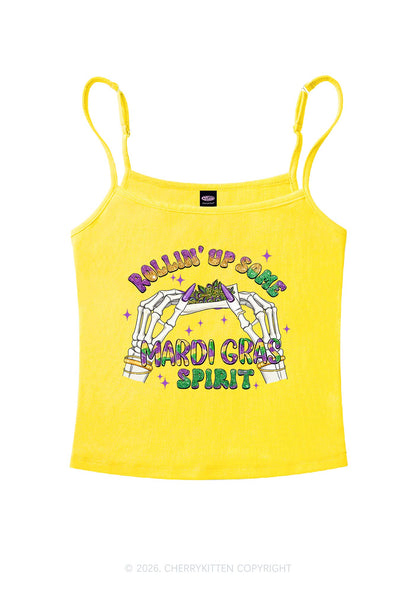 Rollin Up Mardi Gras Spirit Y2K Spaghetti Strap Cami Cherrykitten