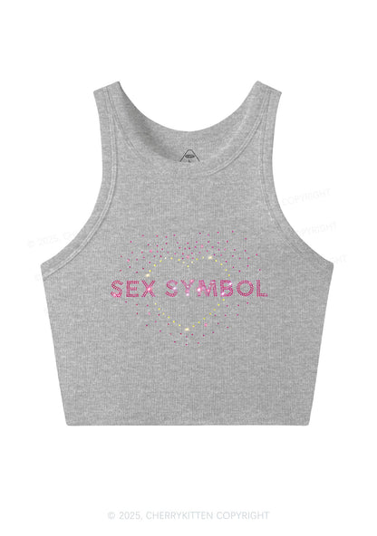 Rhinestone Sx Symbol Y2K Crop Tank Top Cherrykitten