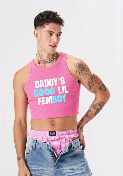 Daddys Good Lil Femboy Pride Y2K Crop Tank Top Cherrykitten