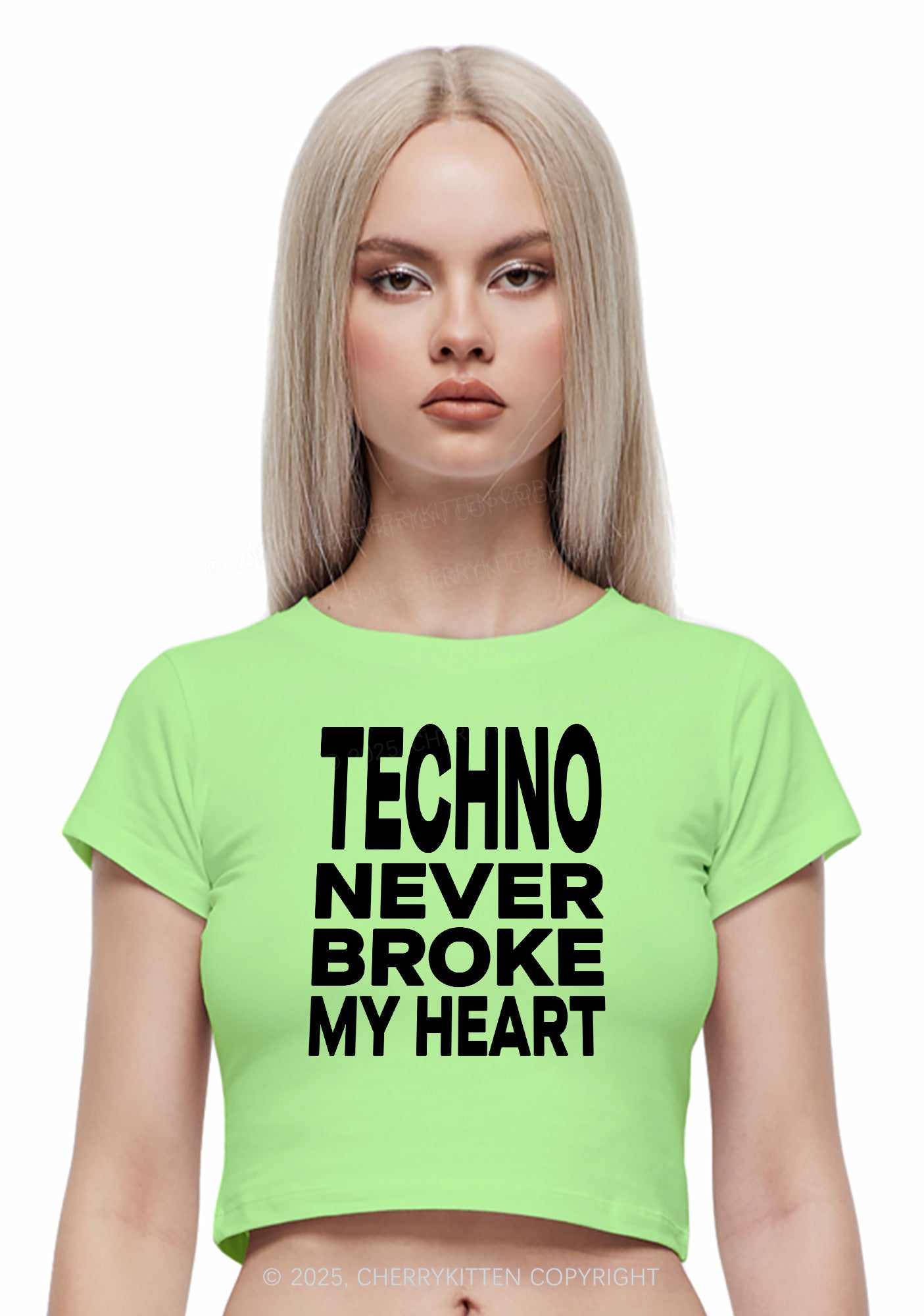 Techno Heart Y2K Baby Tee Cherrykitten