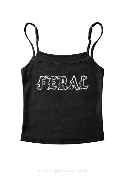 Rhinestone Feral Y2K Spaghetti Strap Cami Cherrykitten