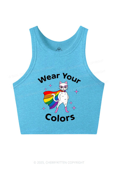Pride Flag Cat Y2K Crop Tank Top Cherrykitten