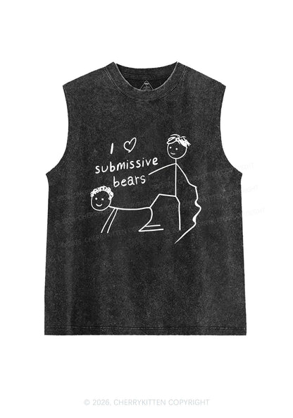 I Love S Bears Y2K Washed Muscle Tank Cherrykitten