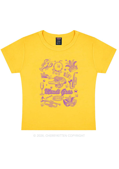 Mardi Gras Symbols Y2K Baby Tee Cherrykitten