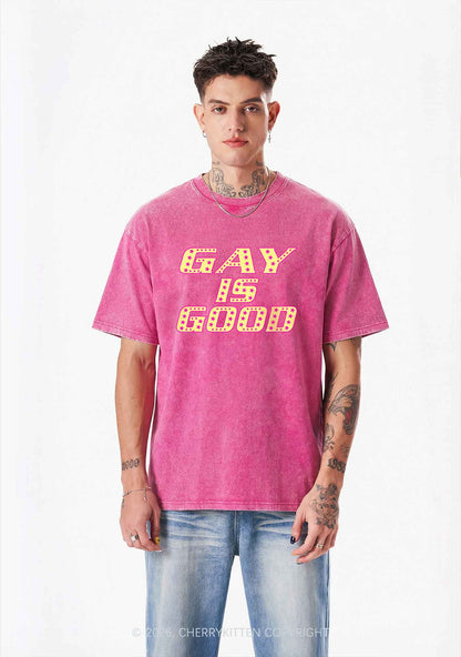 Gay Is Good Pride Y2K Shirts Washed Tee Cherrykitten