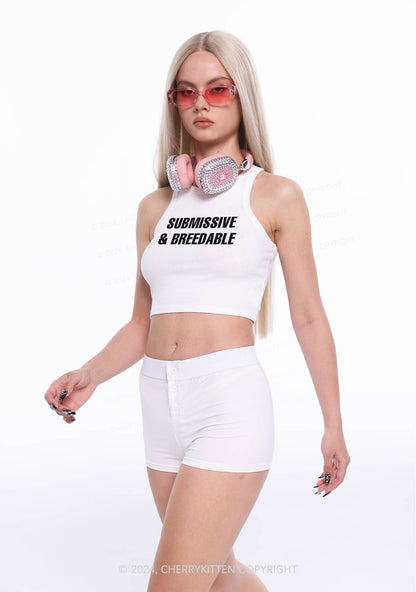 Submissive And Breedable Y2K Crop Tank Top Cherrykitten