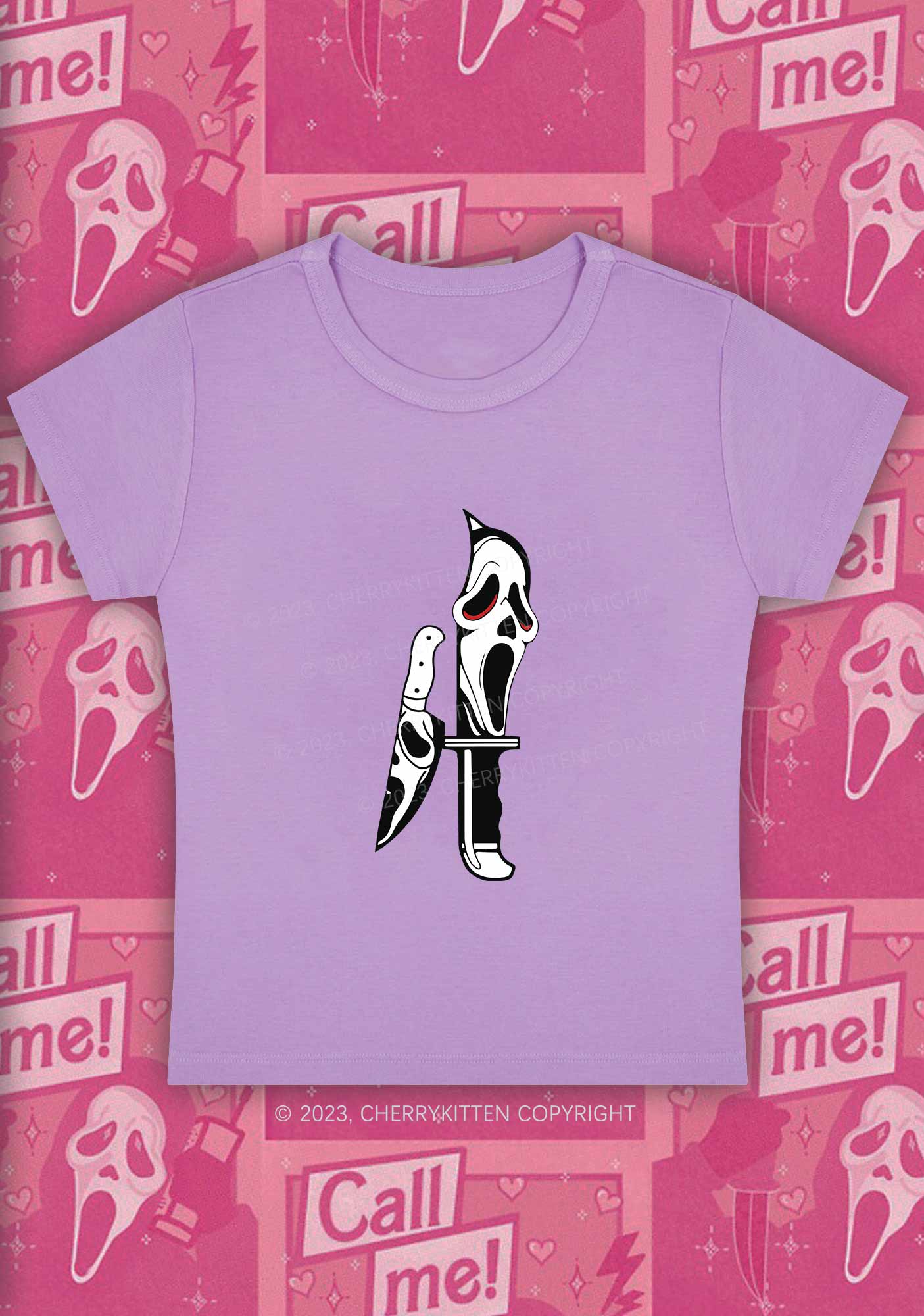Halloween Skull Knife Y2K Baby Tee Cherrykitten