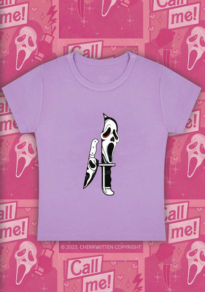 Halloween Skull Knife Y2K Baby Tee Cherrykitten