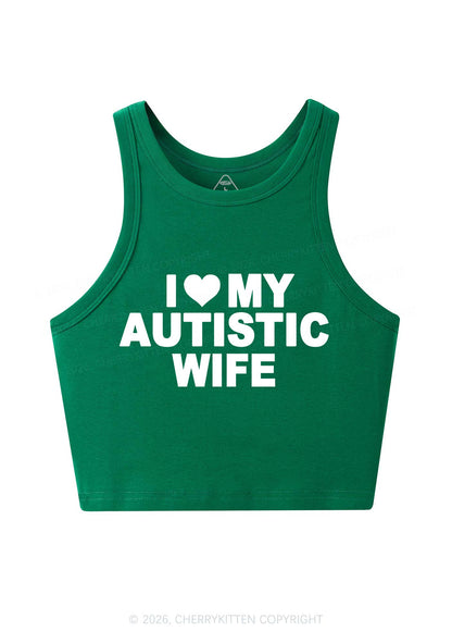 I Love My Autistic Wife Y2K Crop Tank Top Cherrykitten