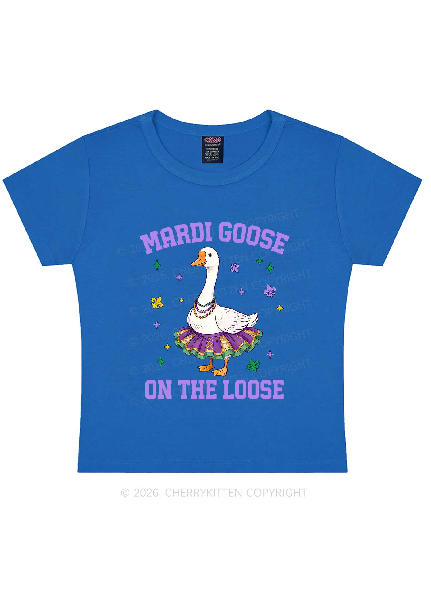 Mardi Gras Goose Y2K Baby Tee Cherrykitten