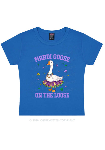 Mardi Gras Goose Y2K Baby Tee Cherrykitten