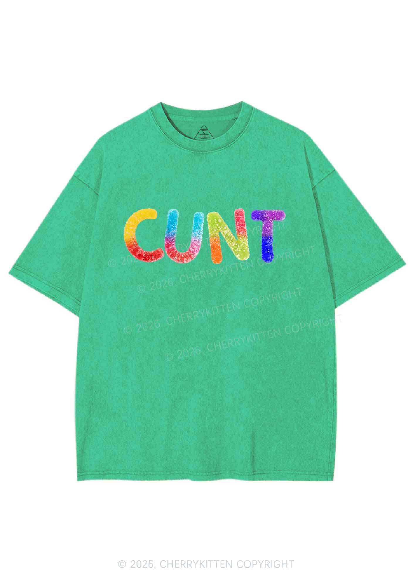 Rainbow Candy Cxxt Pride Y2K Shirts Washed Tee Cherrykitten