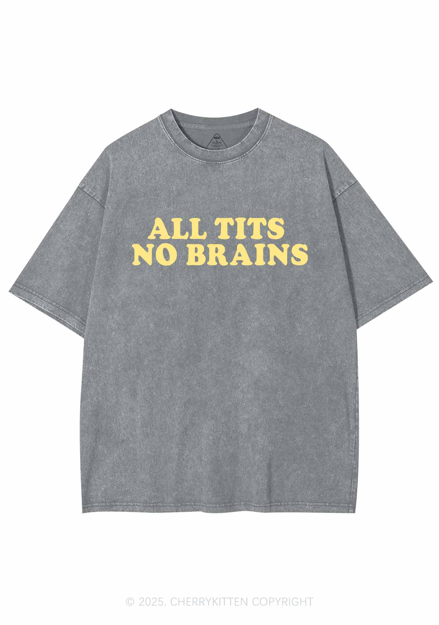 All Txts No Brains Y2K Shirts Washed Tee Cherrykitten