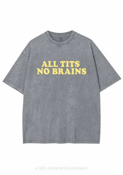 All Txts No Brains Y2K Shirts Washed Tee Cherrykitten