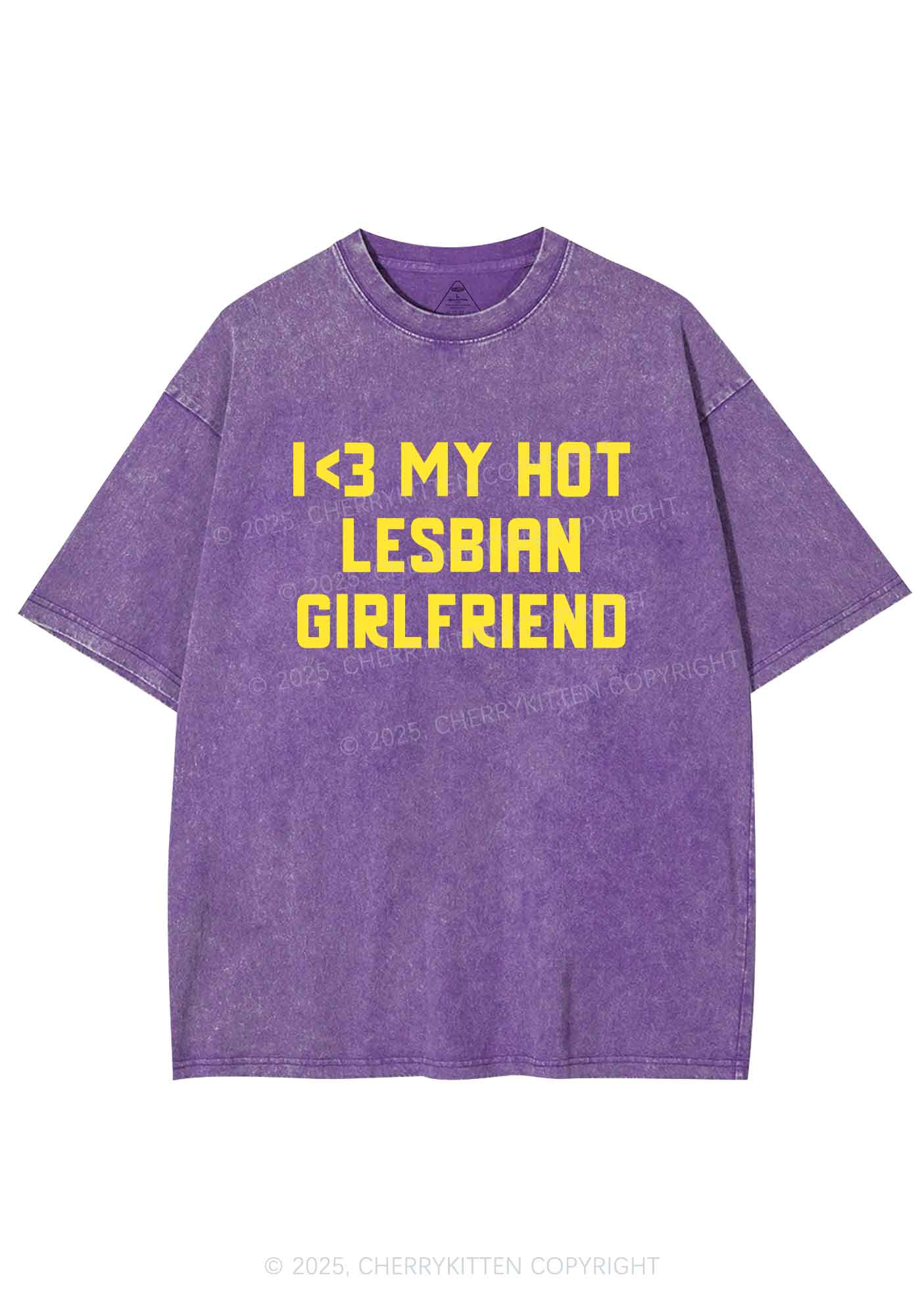 My Hot Lesbian GF Pride Y2K Shirts Washed Tee Cherrykitten