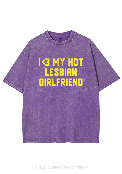 My Hot Lesbian GF Pride Y2K Shirts Washed Tee Cherrykitten
