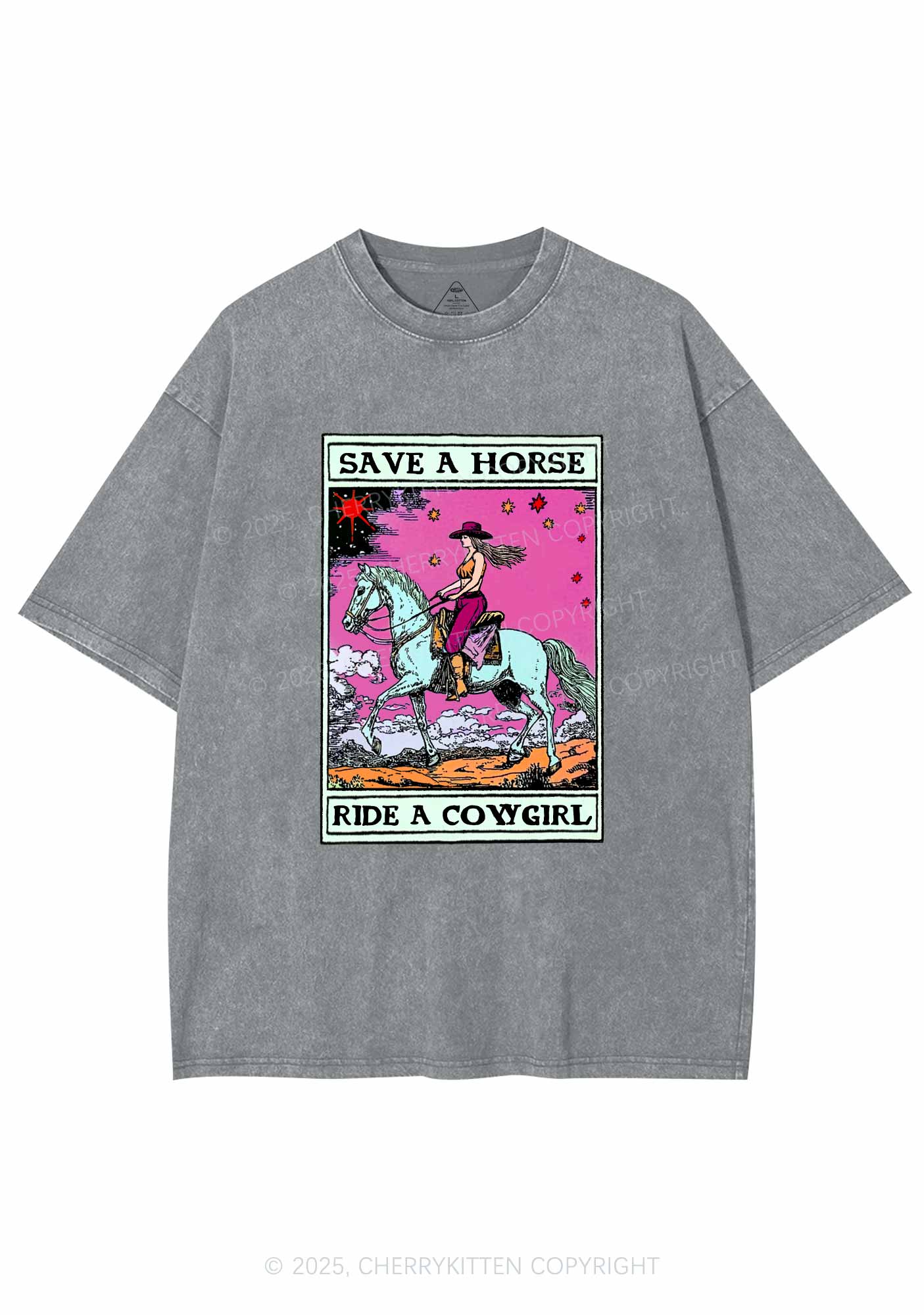 Save Horse Ride Cowgirl Pride Y2K Shirts Washed Tee Cherrykitten